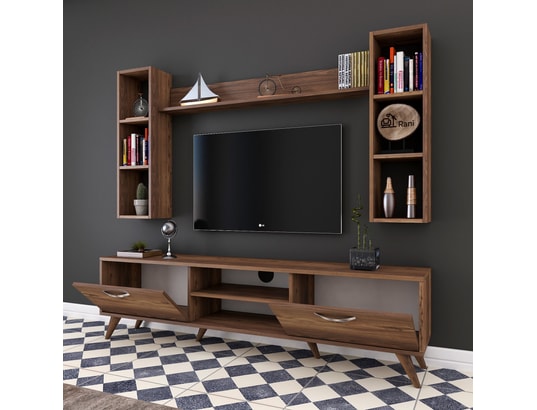 CONCEPT1 - Meuble TV M5 - 240 Noyer 180 x 48,6 x 35