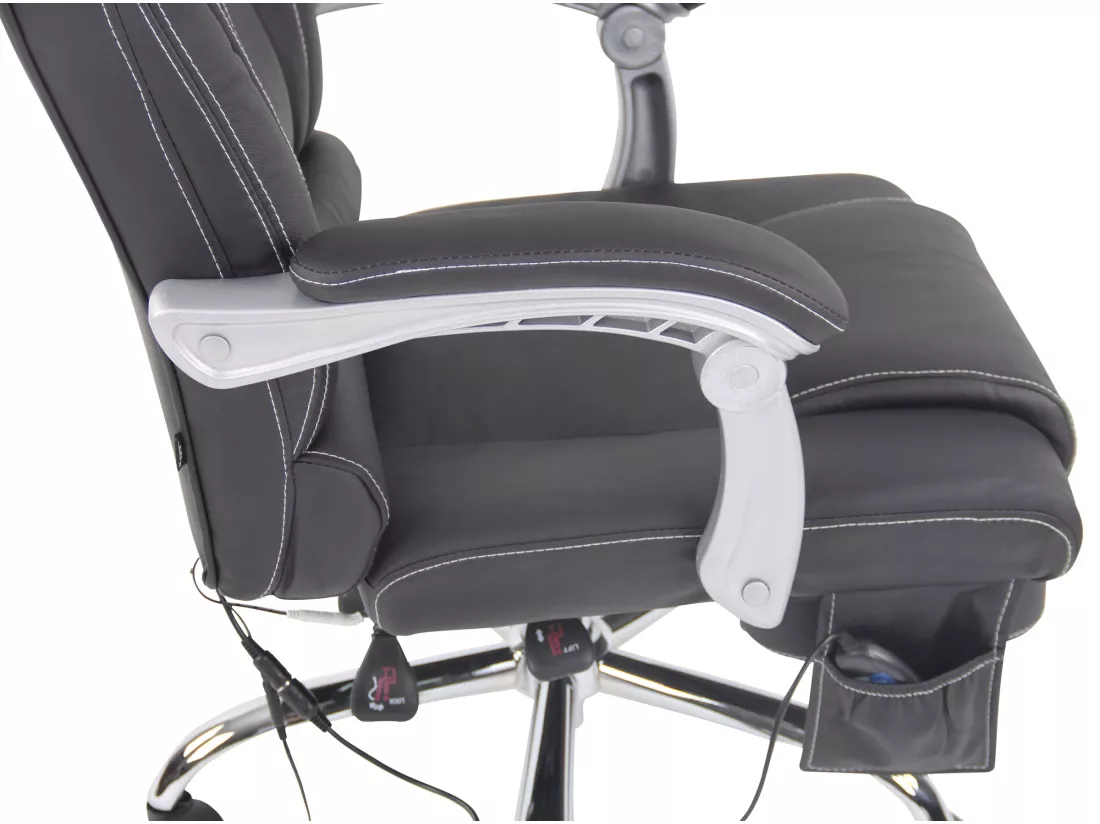 Chaise de bureau - Véritable cuir - Noir - Pacific