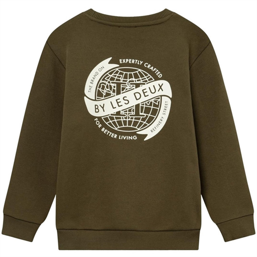 Olive Night/Ivory Globe Sweatshirt | Luksusbaby