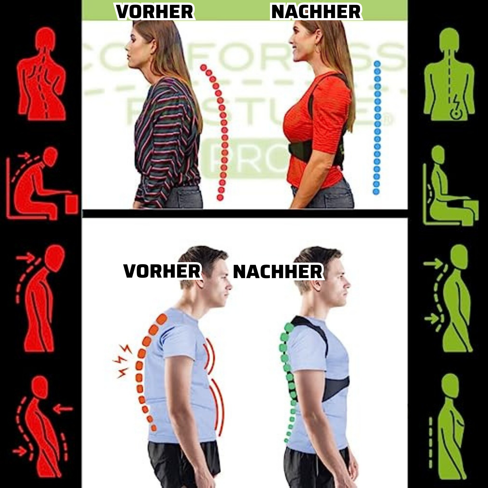 Comfortisse® Geradehalter für Rücken - Rückenstabilisator Posture Pro