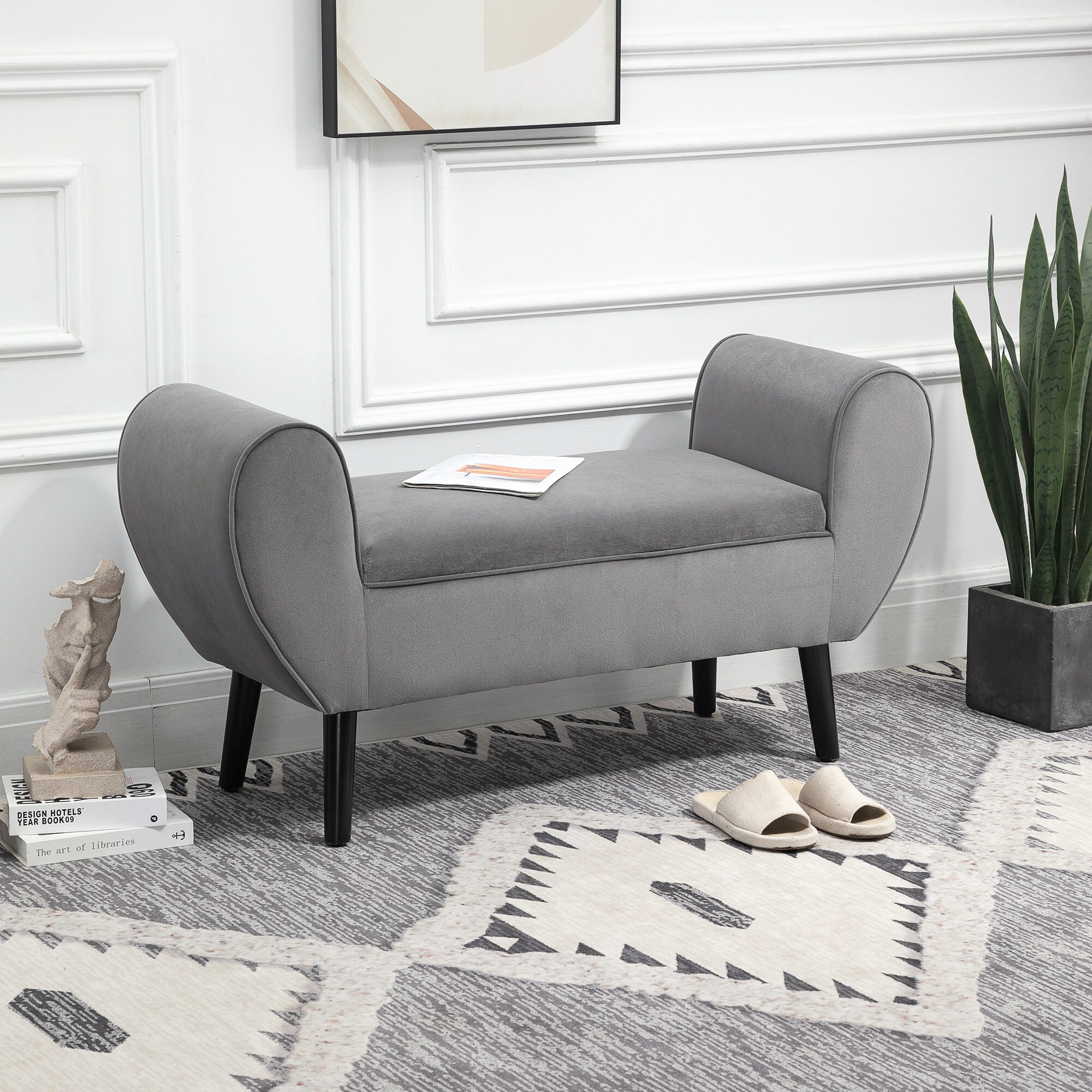 HOMCOM Sitzbank mit Stauraum grau 118B x 42T x 66H cm