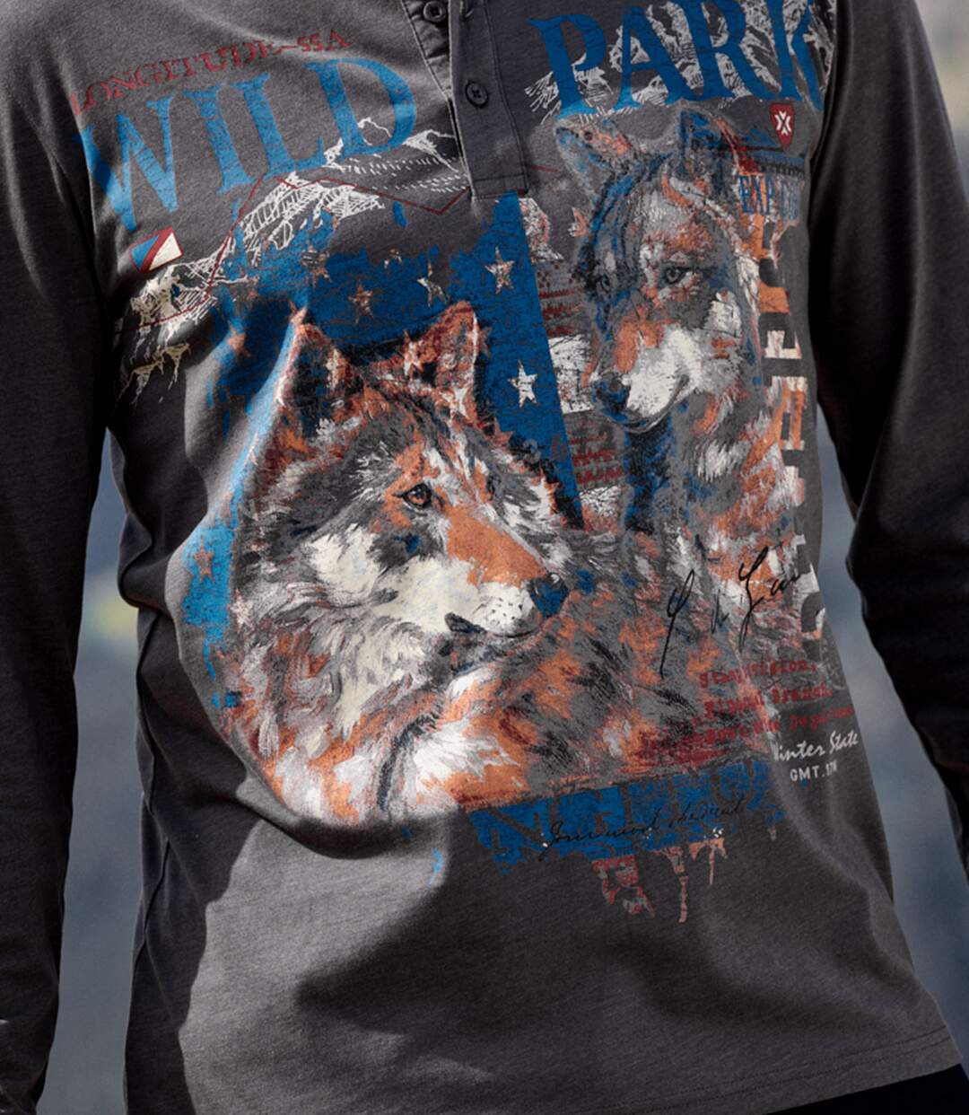 Lot de 2 Tee-Shirts Col Tunisien Wild Park