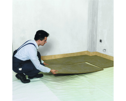ISOVER Acoustic EP3 dekvloerisolatieplaat, contactgeluidsisolatie voor zwevende dekvloeren, thermische geleidbaarheid 0,040 W/(m·K), 1250 mm x 600 mm x 12 mm