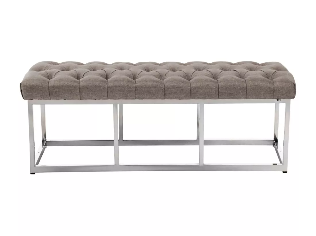 Banquette - Tissu & Acier inoxydable - Taupe - Amun