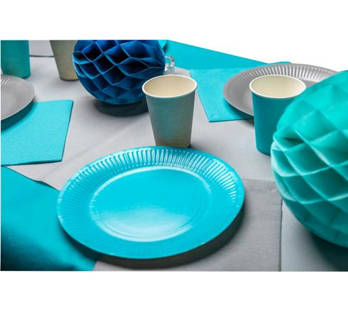 (20er Set) Ø23cm Pappteller Einweg Papier Teller Party Geschirr Tisch Deko (79216I) - Türkis