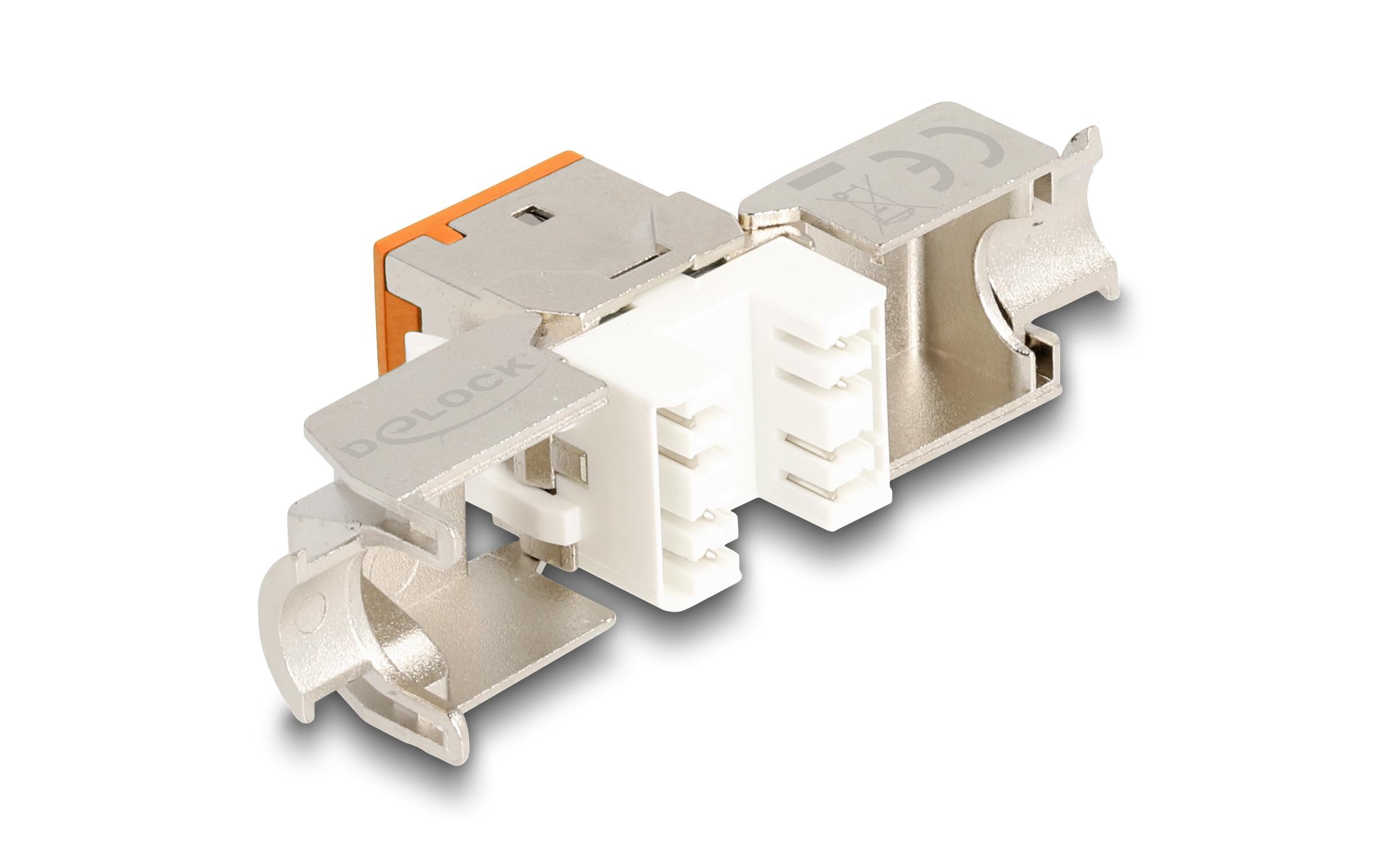 Keystone-Modul RJ45 zu LSA Cat.6A Orange, 10 StückDelock Keystone Modul RJ45 Buchse zu LSA Cat.6A werkzeugfrei orange Set 10 Stück