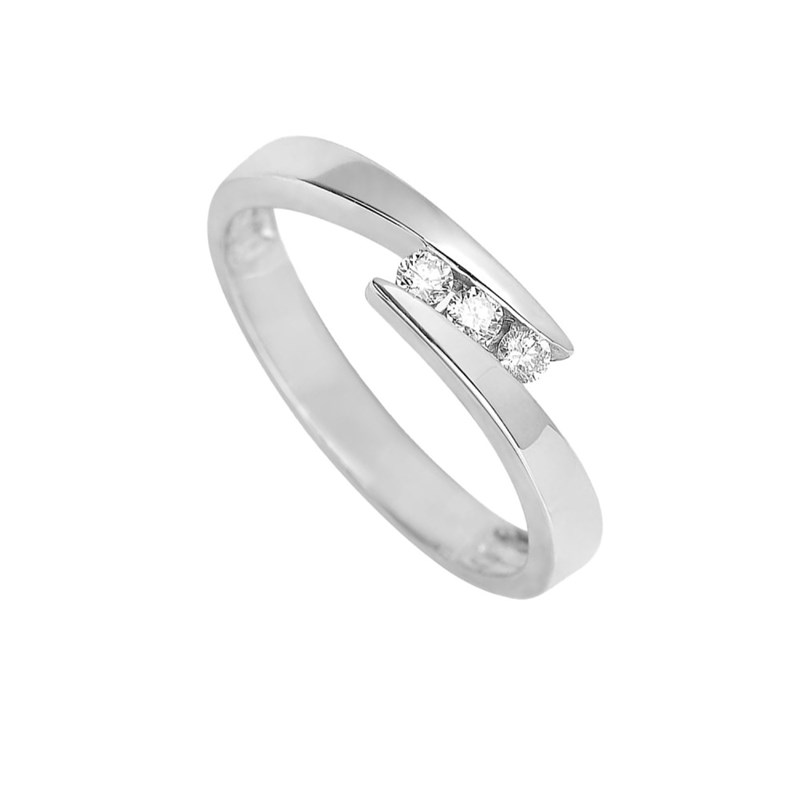 Bague Femme - Or 18 Carats - Diamant 0,12 Carats