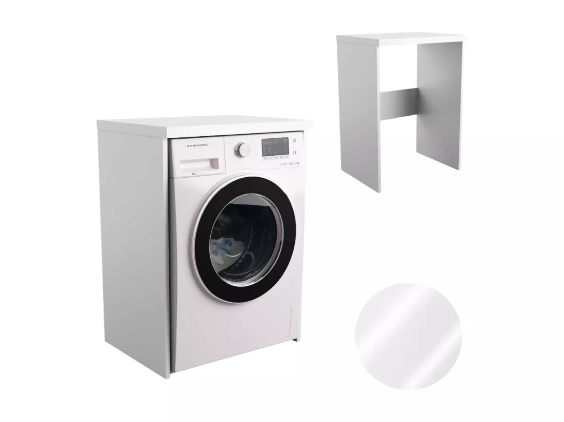 Armoire de Salle de Bain au-dessus de la Machine à Laver Sèche-linge Colonne Étagère Intégrée Blanc Electroménager