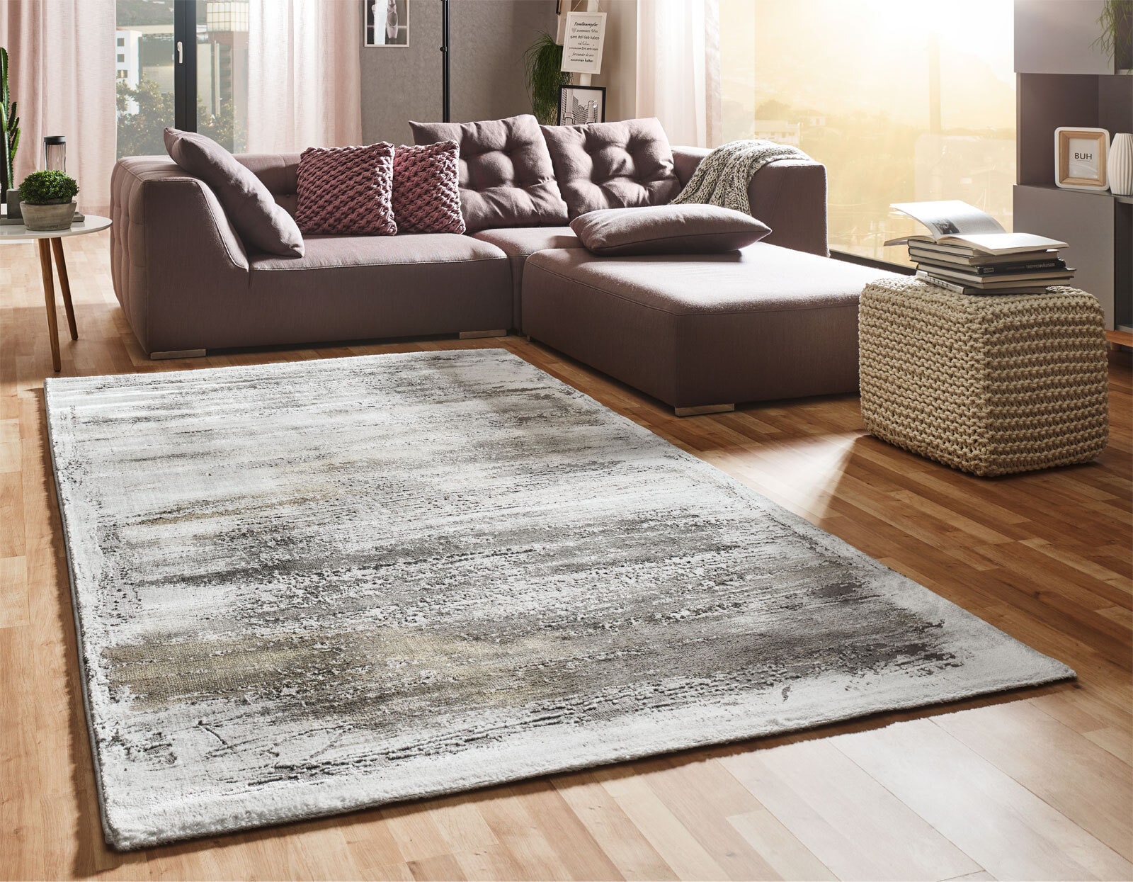 Webteppich MODENA 160 x 230 cm grau/gold