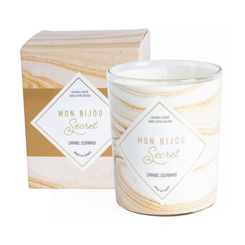 Bougie Bijou Collier doré - Parfum Caramel gourmand - 40h