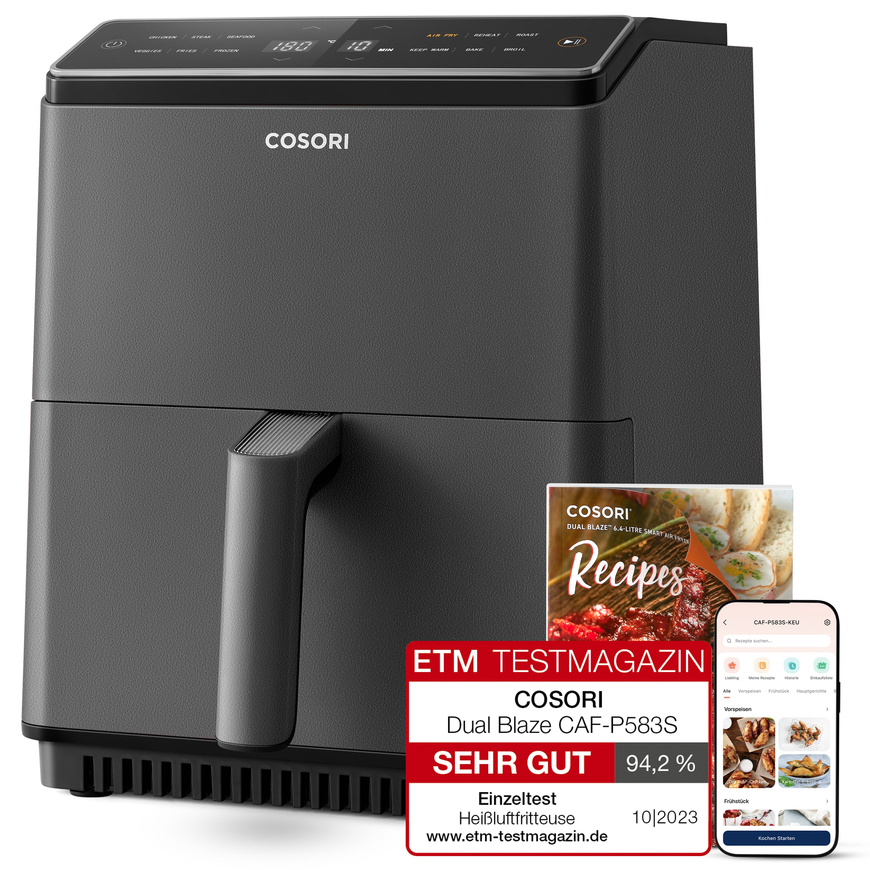 Cosori 6.4-Liter Smart Heißluftfritteuse Dual Blaze