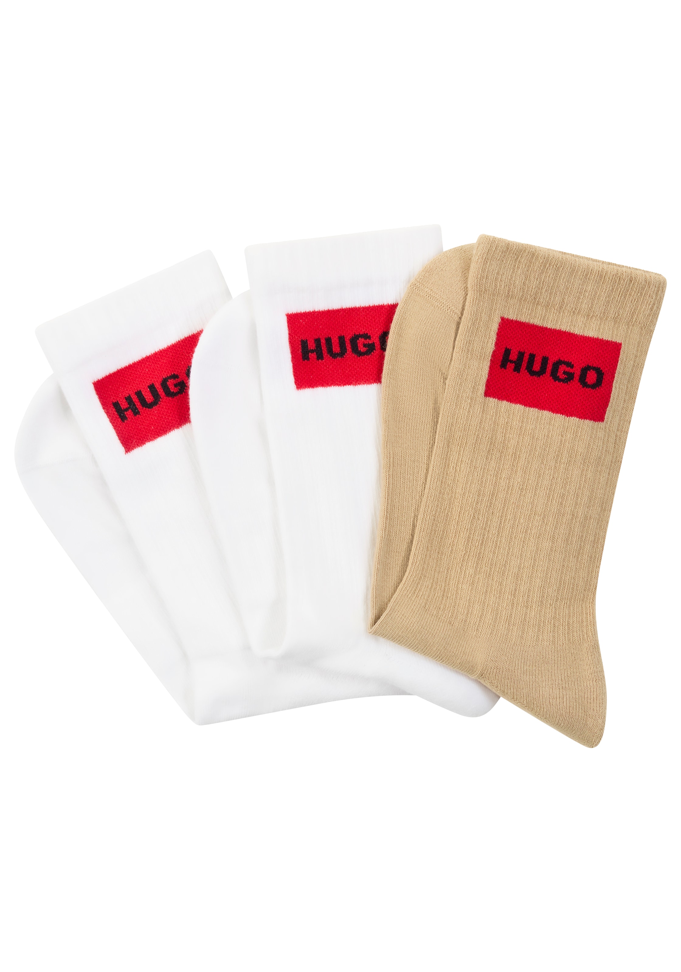 HUGO Underwear Freizeitsocken »3P QS RIB LABEL« Packung, 3er, 3 Stk. tlg. mit kontrastfarbenen HUGO Logo