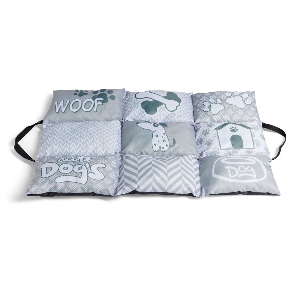 Couchage pour chien gris et blanc 92x62xÉp8cm