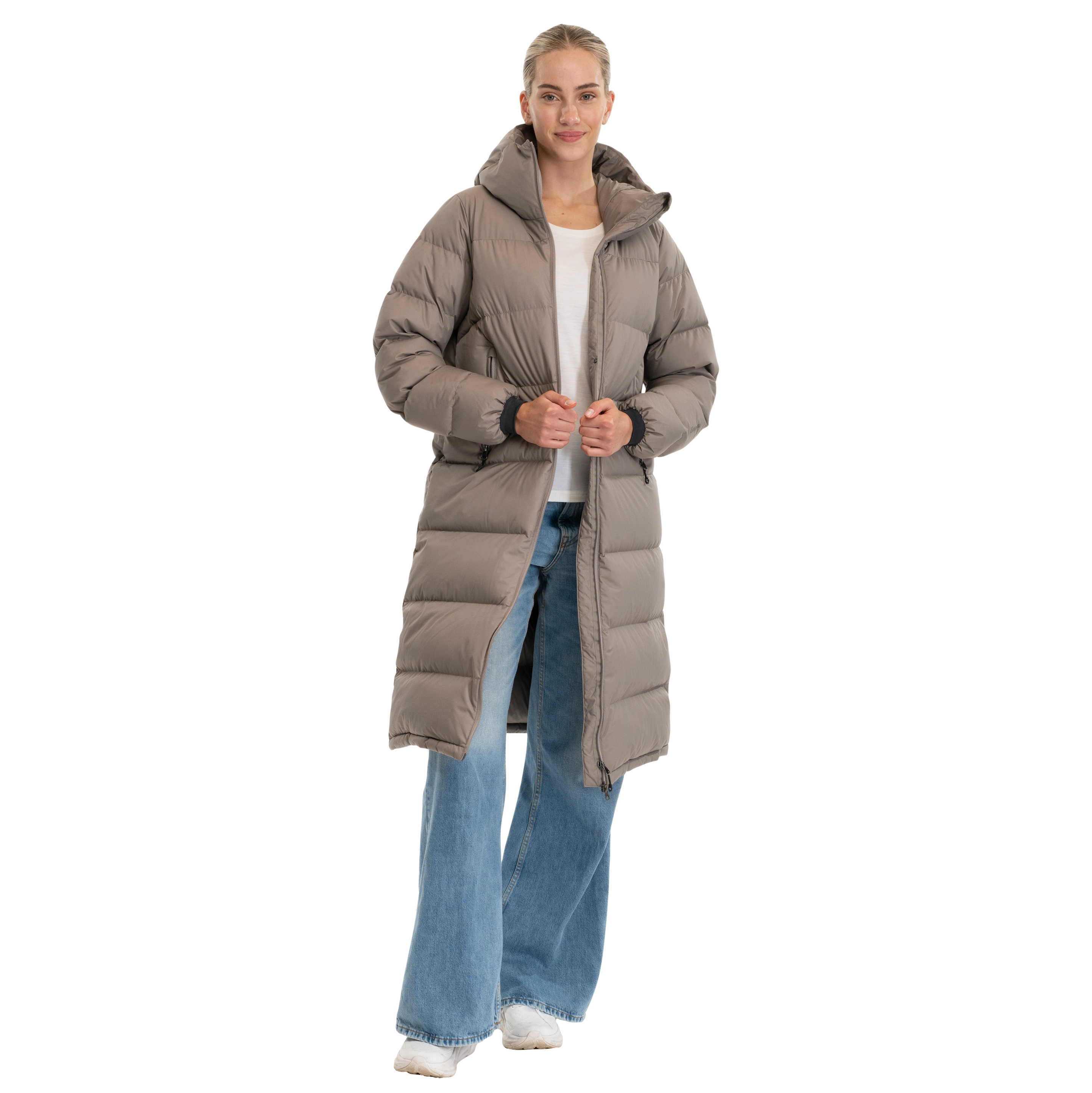 Urban Down Long Coat Women Rock Taupe