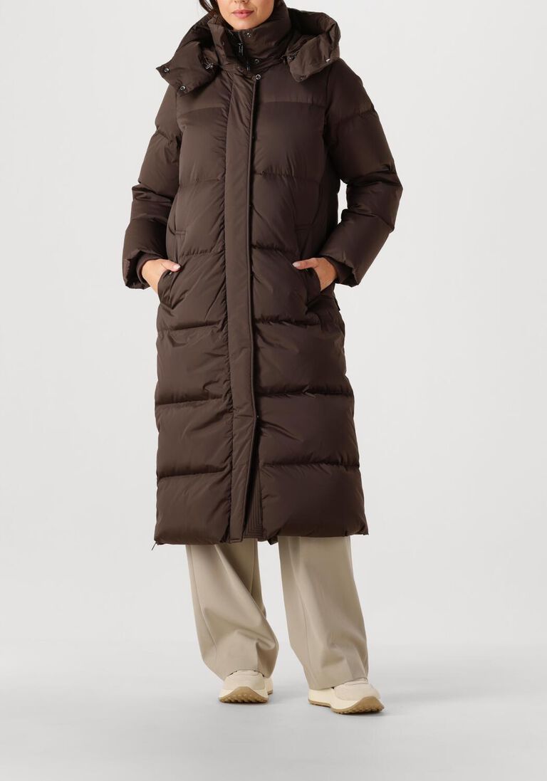 bruine woolrich gewatteerde jas kelly long parka