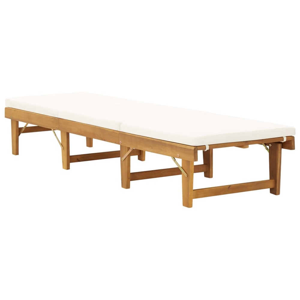Transat chaise longue bain de soleil lit de jardin terrasse meuble d'extérieur pliante avec coussin bois d'acacia solide 02_0