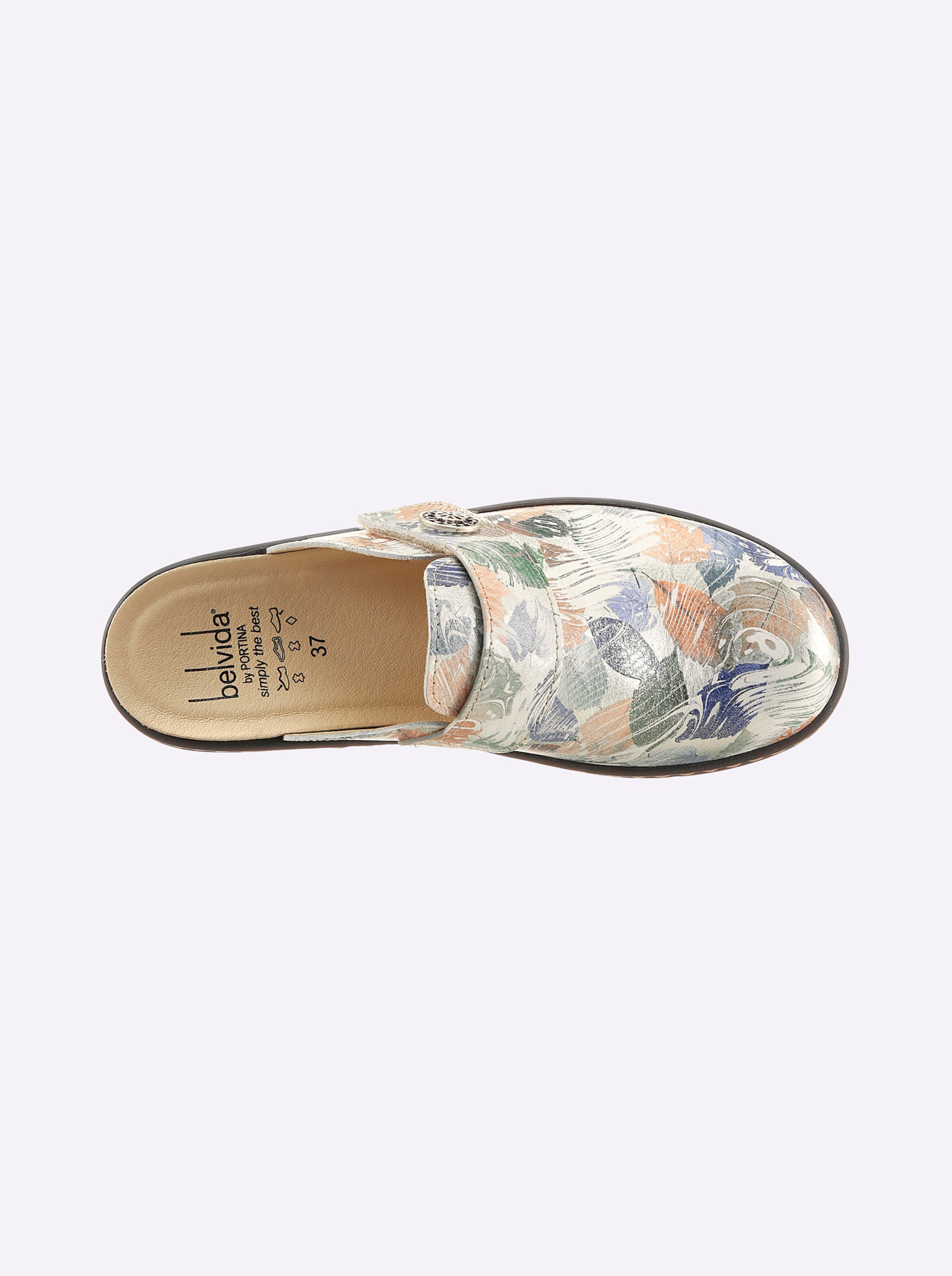 Belvida Clog in oliv-bedruckt