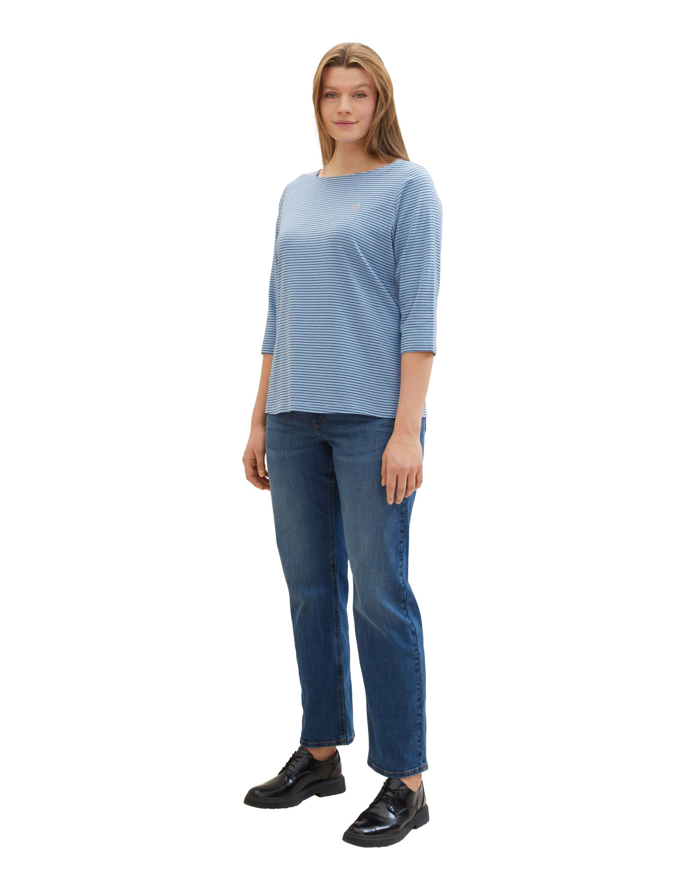 Ringelshirt mit U-Boot-Ausschnitt und 3/4-Arm