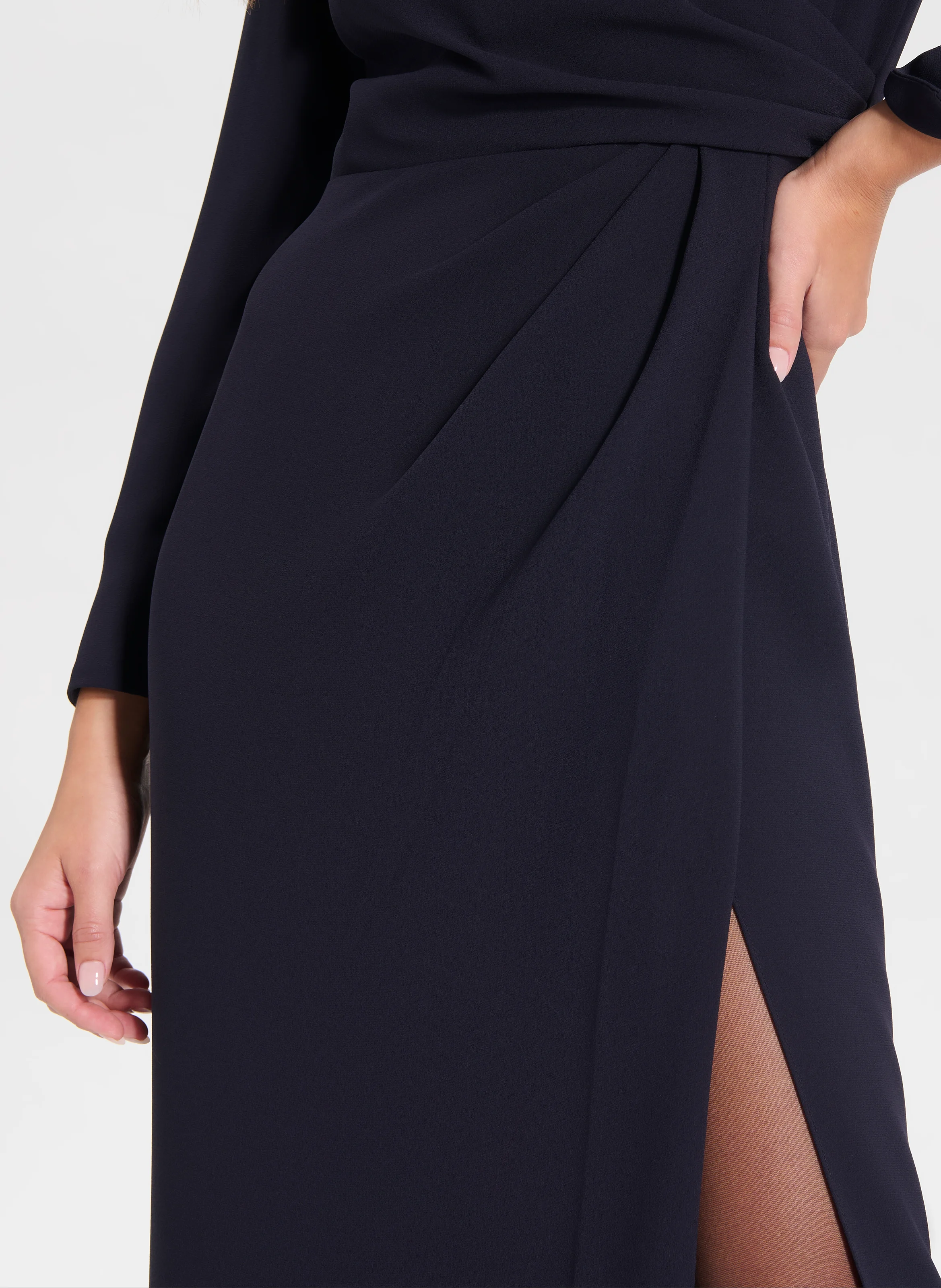 RANGIO - Robe longue drapée | Bleu