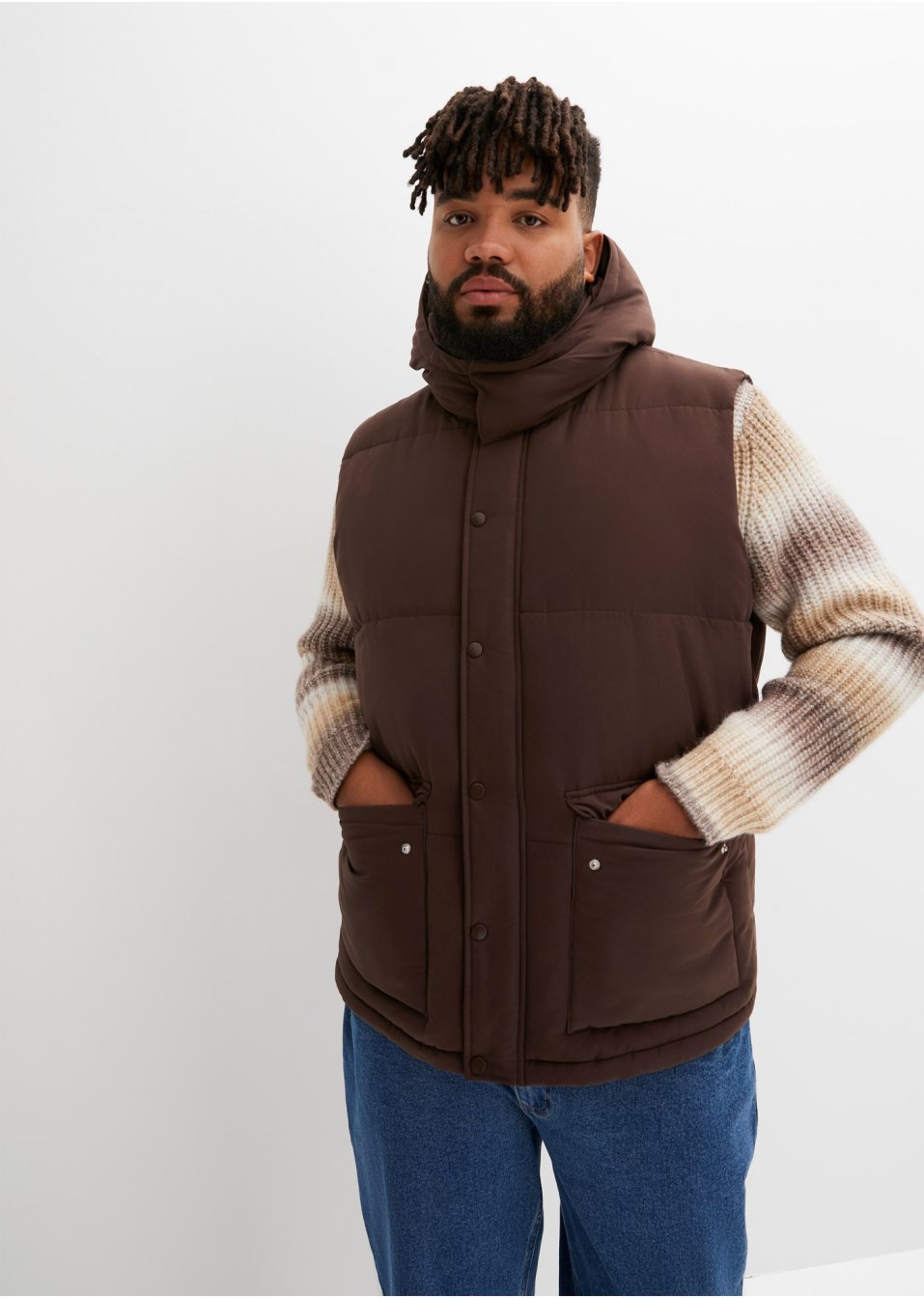 Veste sans manches matelassée avec capuche amovible en polyester recyclé
