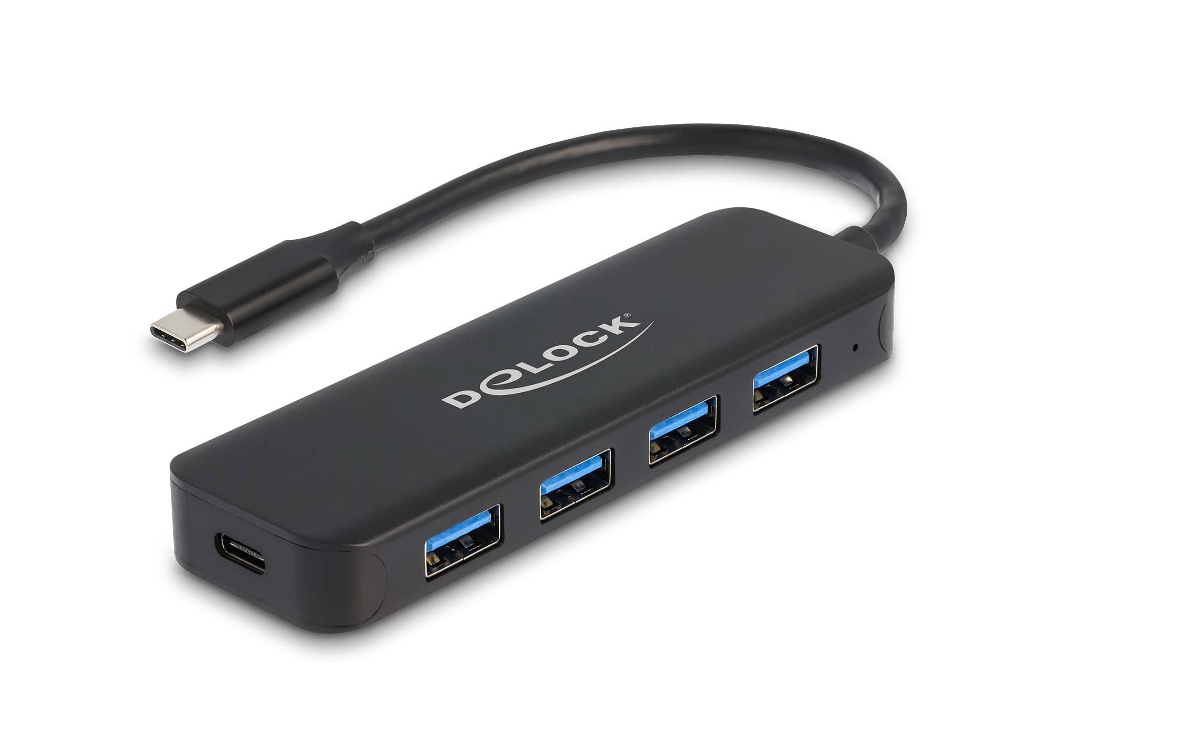 4x USB Typ-A + 1x USB Typ-C Power DeliveryDelock USB Type-C Hub 4 Port USB 3.2 Gen 1 mit Power Delivery 85 Watt