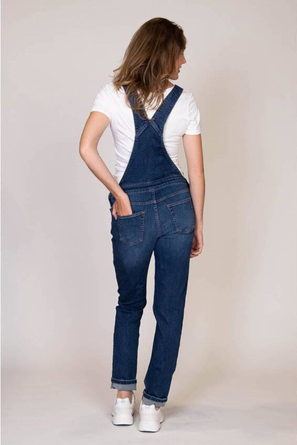 LOVE2WAIT regular fit zwangerschapstuinbroek stonewashed