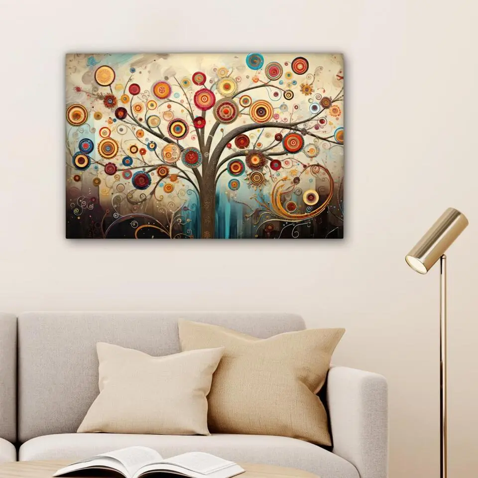 MuchoWow Canvas Schilderij 60x40cm Boom Tree of life Kleur