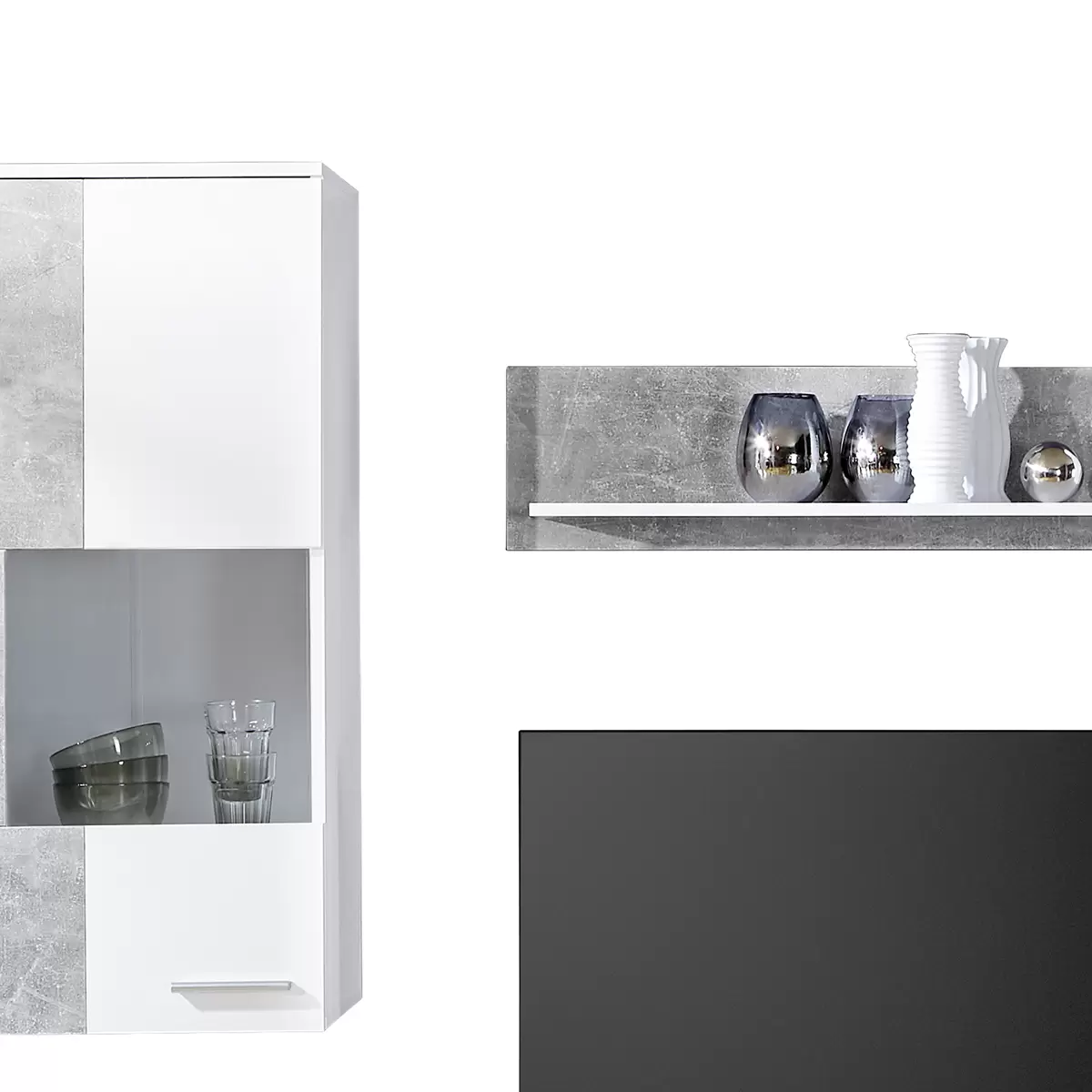 Wohnwand Vulcan weiss,Betonoptik