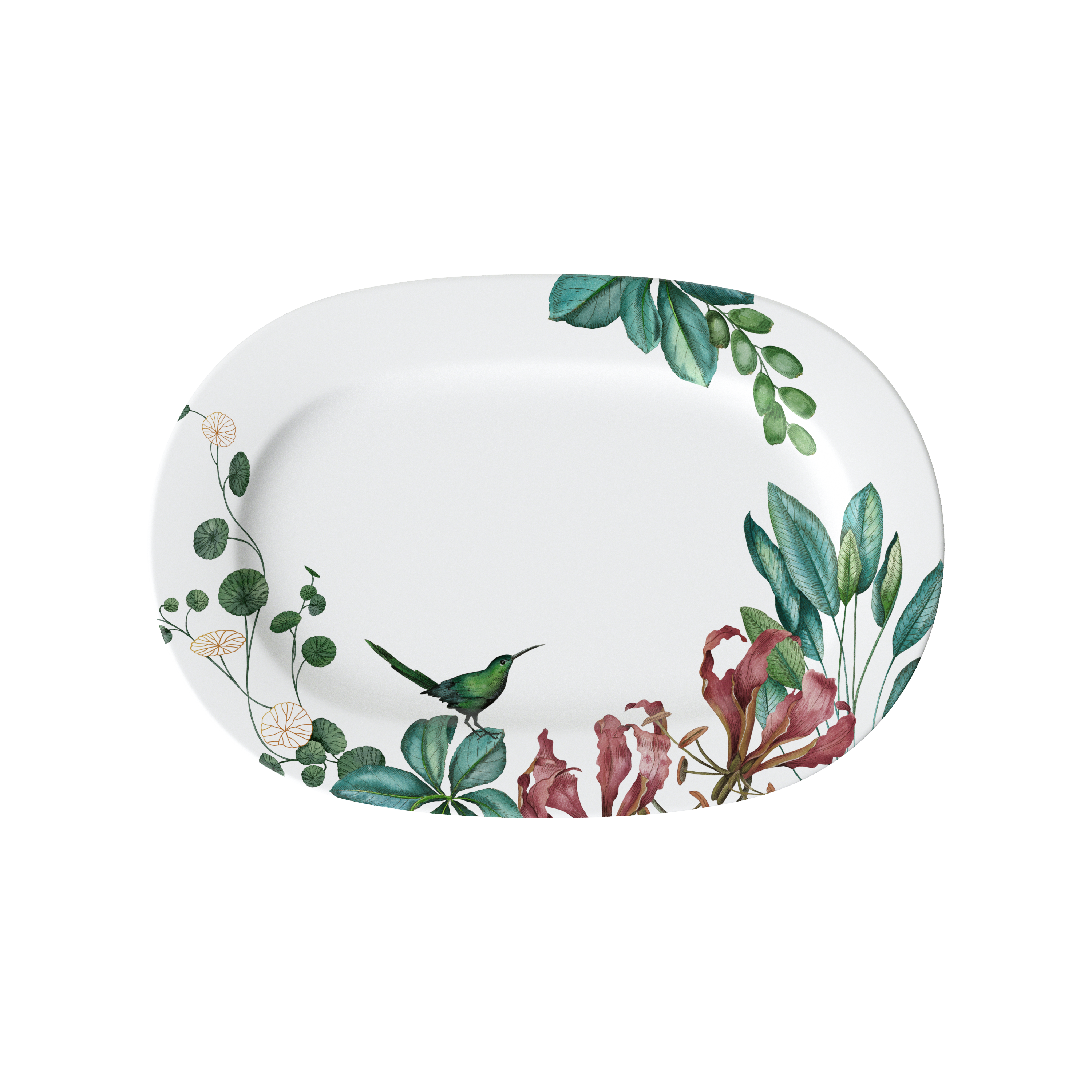Avarua Serving tray Multi-colored, 16.3'' x 11.3'', Premium Bone Porcelain