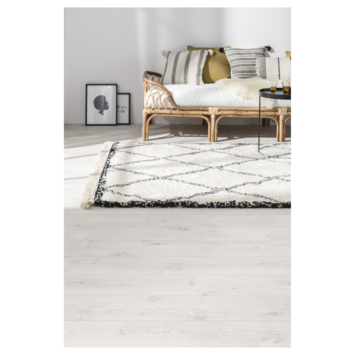 Varamin Vloerkleed Wit/Zwart Grote Ruit 35 mm 200x290 cm