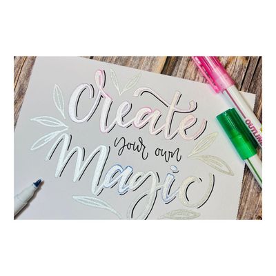 ONLINE Outline - Marqueur - 6 couleurs dans un étui avec effet pailleté