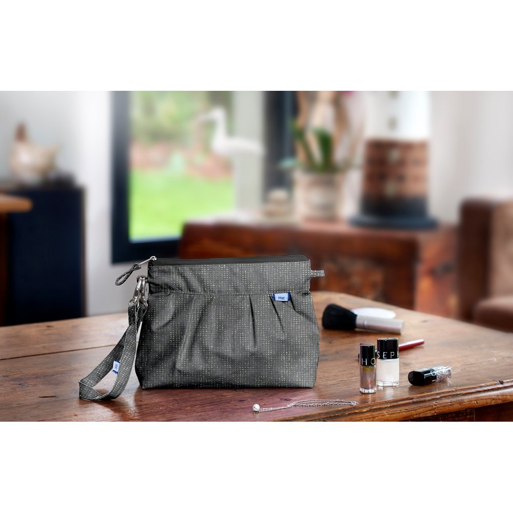 Pochette Plissée Anthracite Argent