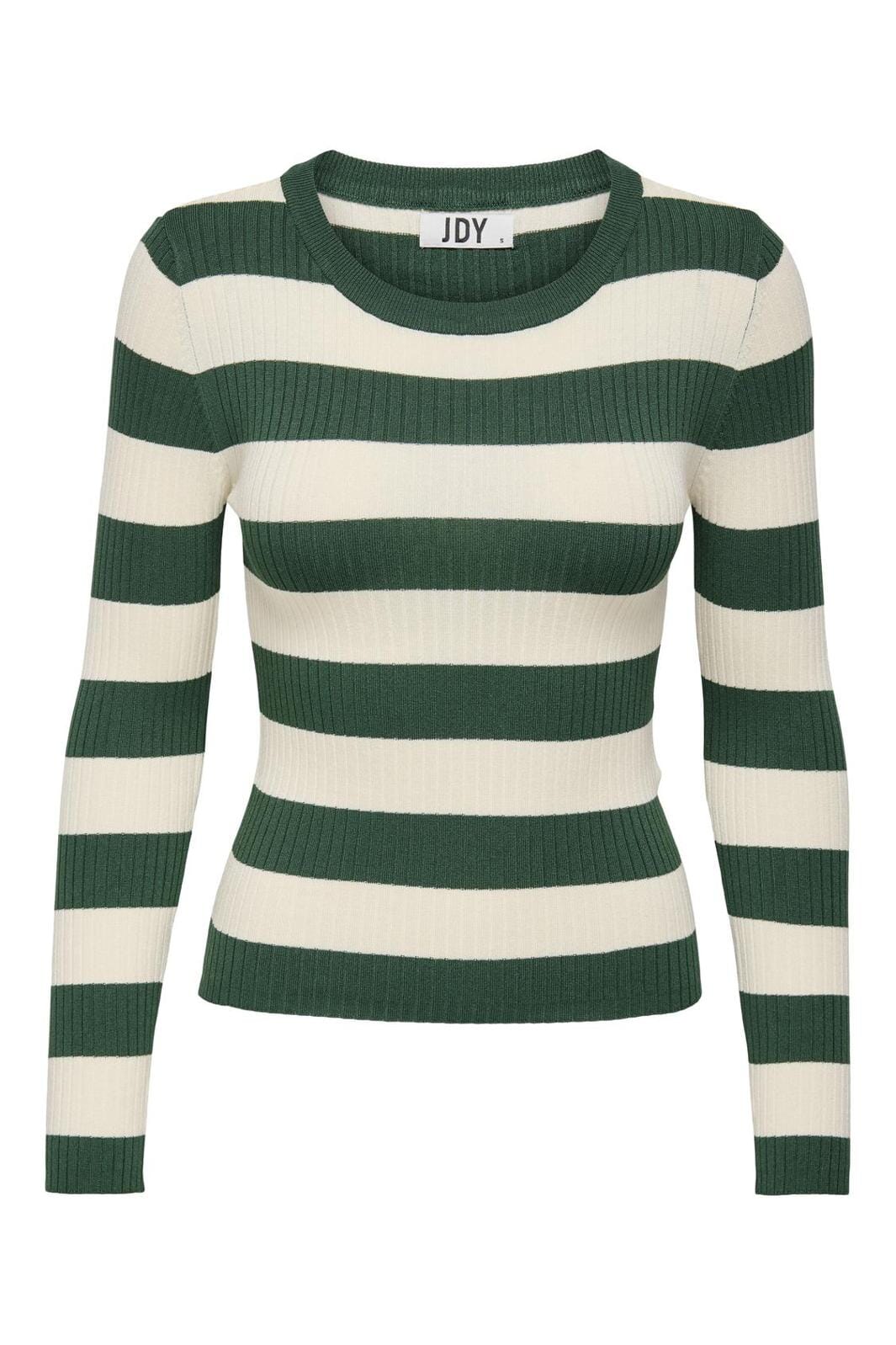 JDY JDYplum L/S O-Neck Pullover Knt 4071732 trekking green w eggnog stripes