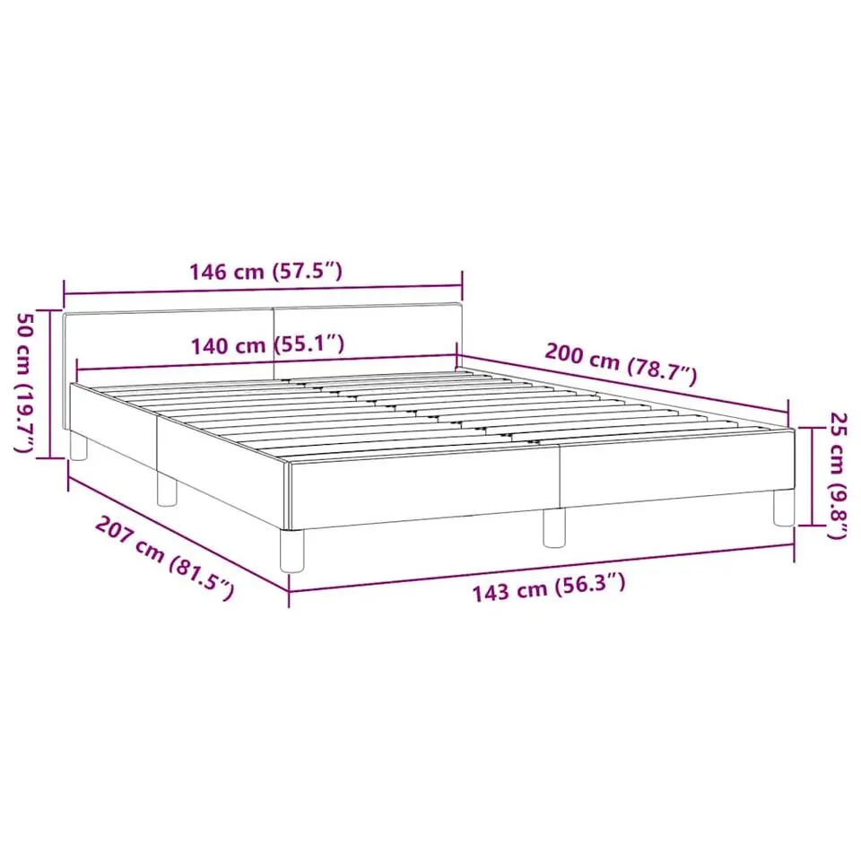 vidaXL - Bed frame met hoofdeinde - Zwart - Kunstleer - 140 x 200 cm