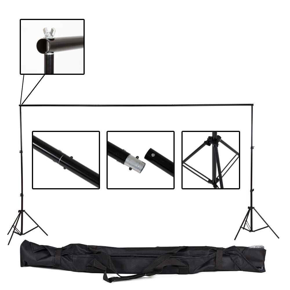 tectake® Fotohintergrund-Set, 6 x 3 m, mit 2 Teleskopständern aus Aluminium, inklusive Tragetasche