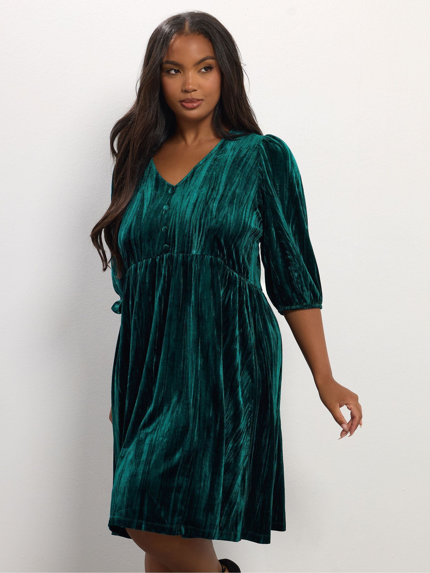 Groen - Yours Curve Crushed Velour Party Dress