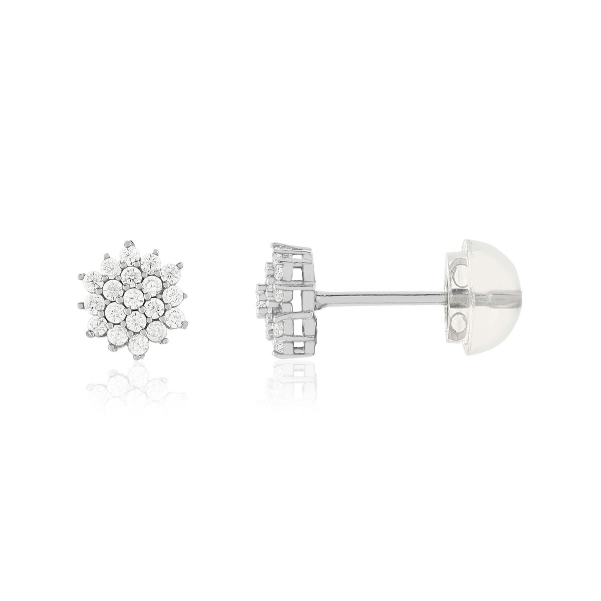 Boucles d'oreilles or 375 blanc zirconias blancs