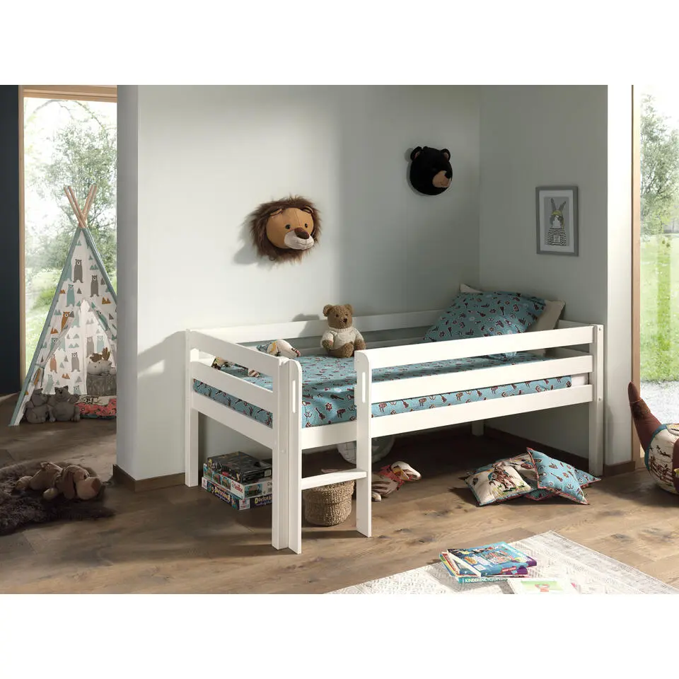 Halfhoogslaper Pip 90 x 200 dennenhout - wit