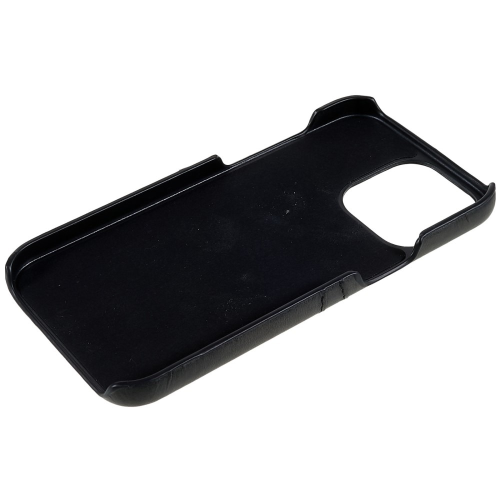 iPhone 14 Pro Max Leder Hülle Snap Case   Kartenfach - Schwarz
