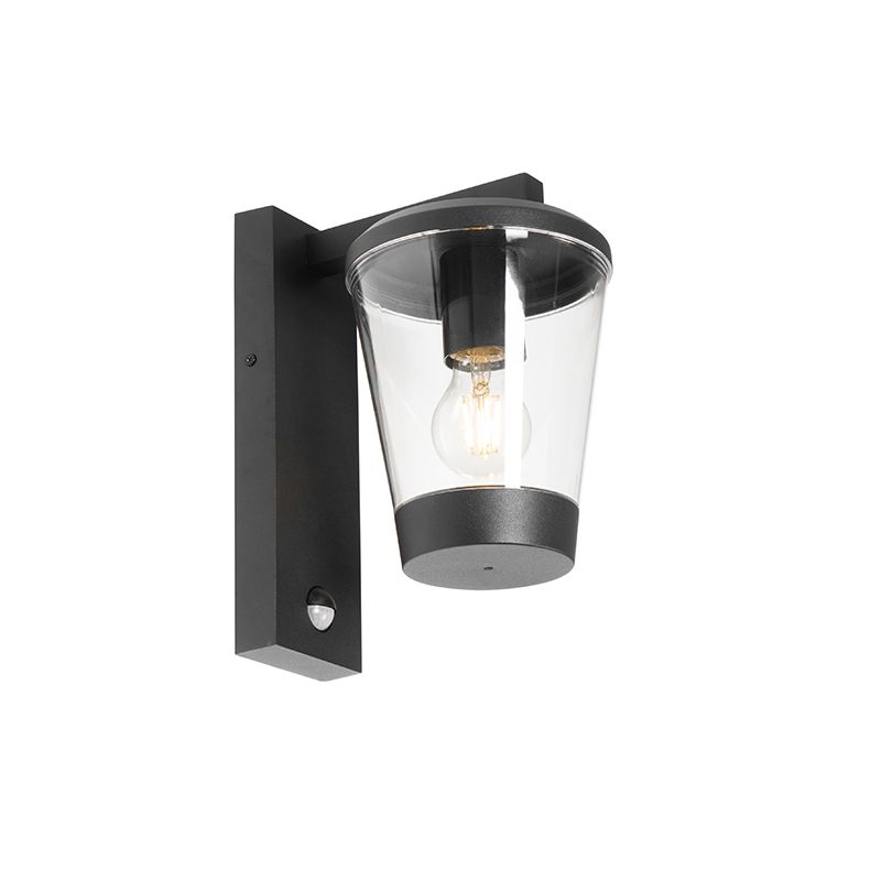 Buiten wandlamp zwart IP44 met bewegingssensor - Joren