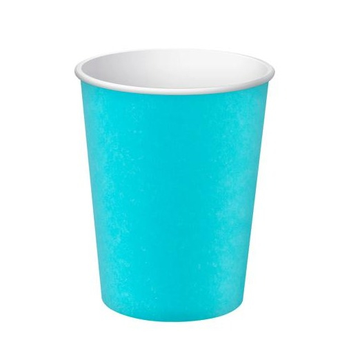 (15er Set) Pappbecher Einweg Papier Becher Party Geschirr Tisch Deko (89116I) - Türkis