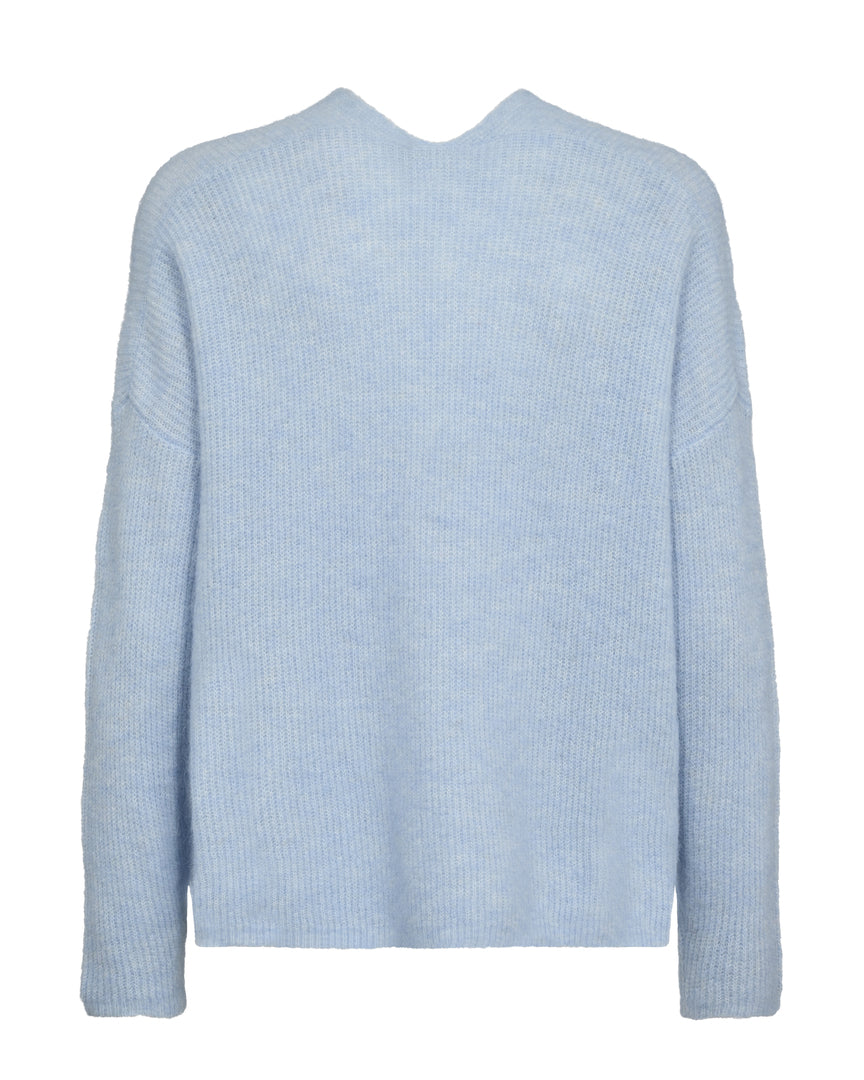 Mos Mosh  Thora V-Neck strik - Cashmere Blue