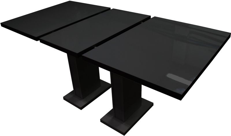 Meubella - Eetkamertafel Glamour - Hoogglans Zwart - Uitschuifbaar - 160 cm