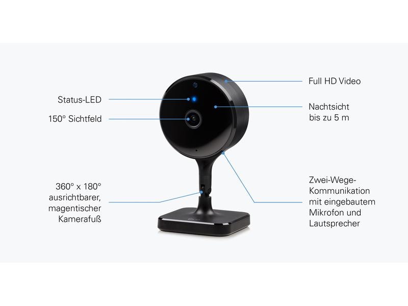 Eve Systems Netzwerkkamera Eve Cam 1080p / 24 fps, 150°, Na Smarte Innenkamera für iOS-Nutzer