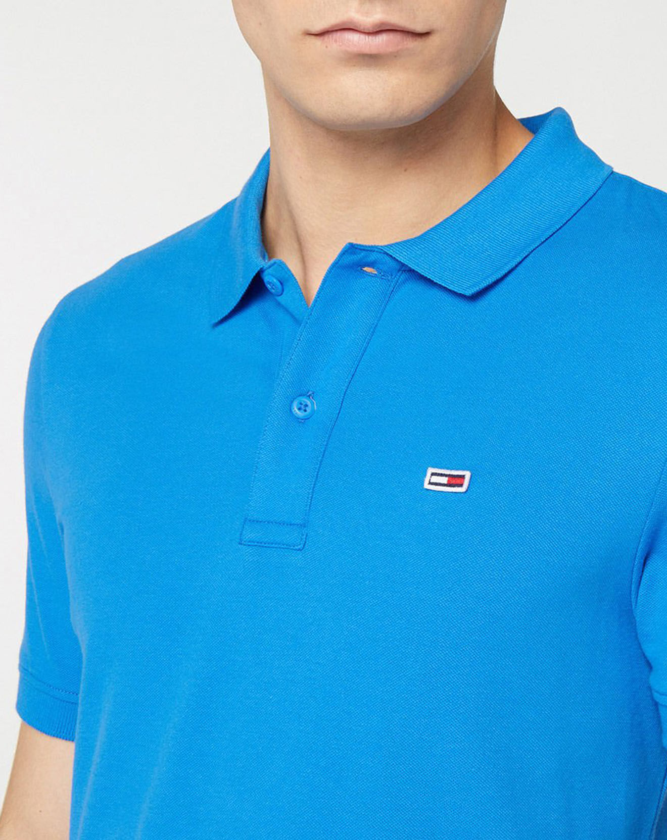 Tommy Jeans Polo Regular en Coton Bio Str Mini Flaf bleu vif