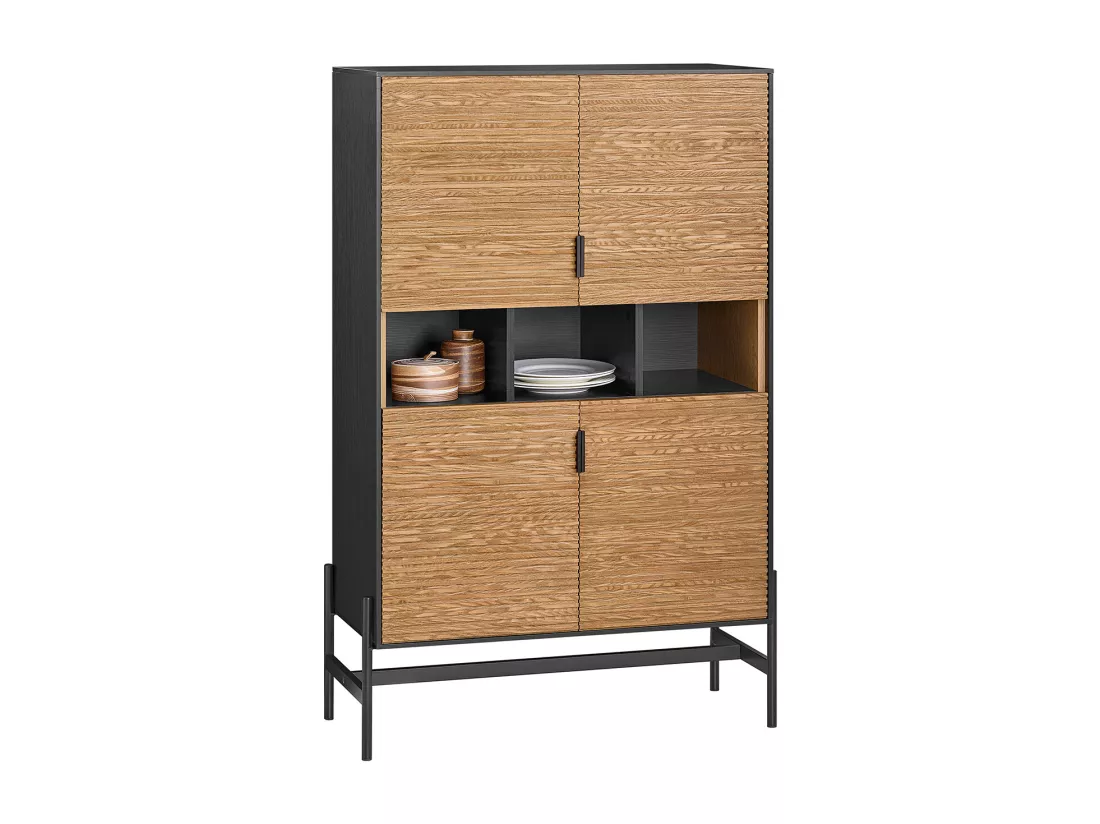 SoBuy Buffet de Cuisine, Armoire de Cuisine, Vaisselier Cuisine, Meuble de Rangement pour Cuisine, Salle à Manger, Salon, avec 3 Compartiments Ouverts, 84 x 40 x 132 cm, HFSB03-SCH