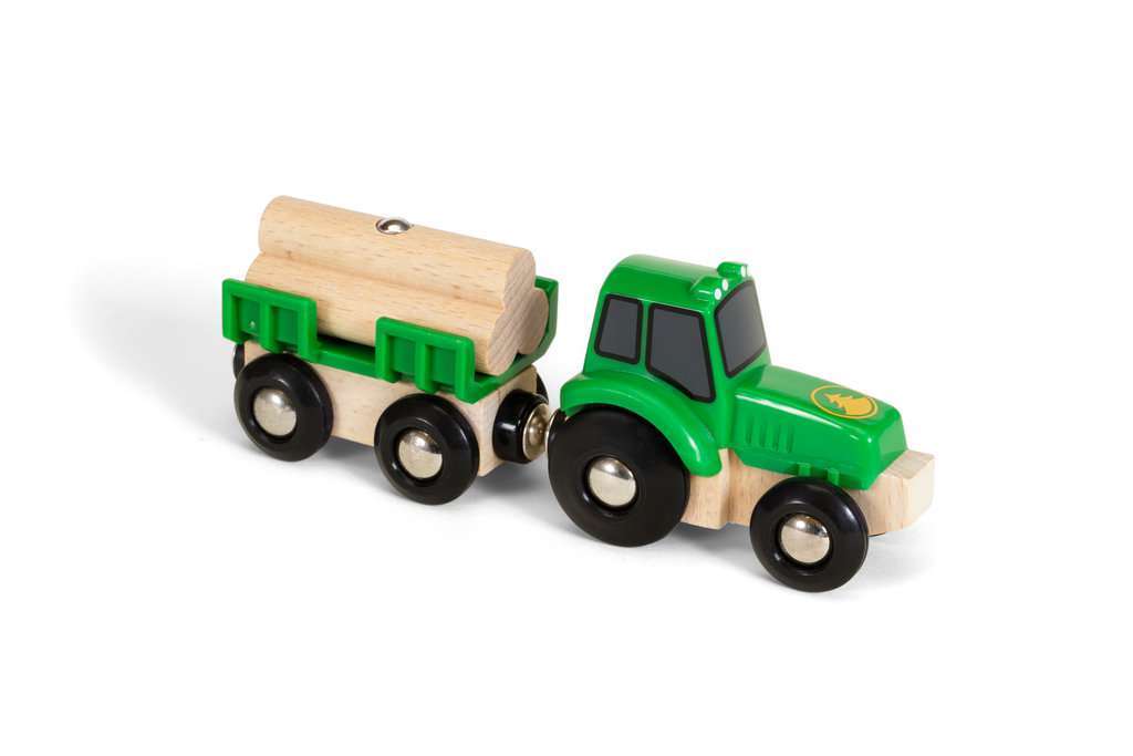 BRIO Spiel Traktor mit Holz-Anhänger