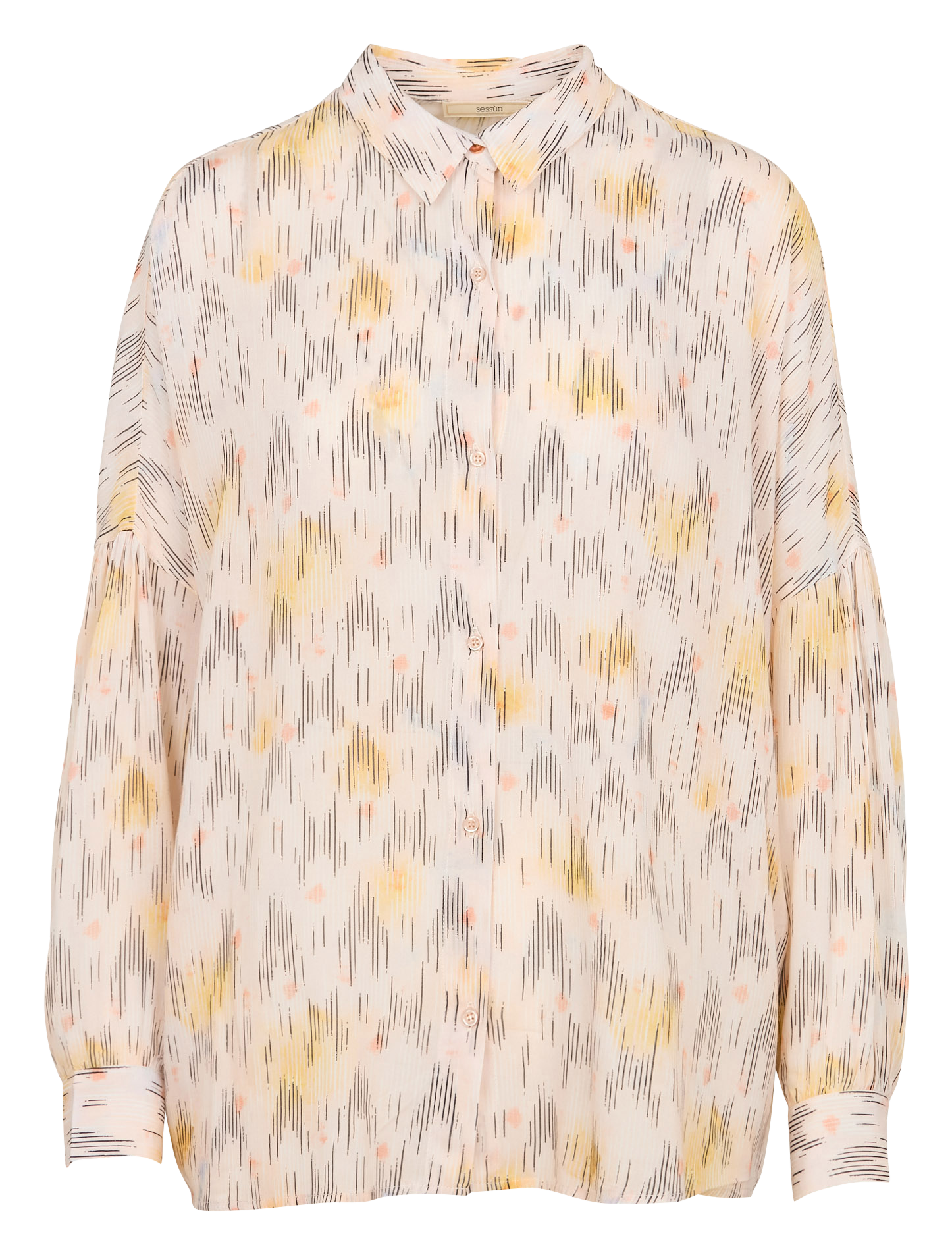 HANANO - Chemise col classique imprimée en voile de coton | Beige