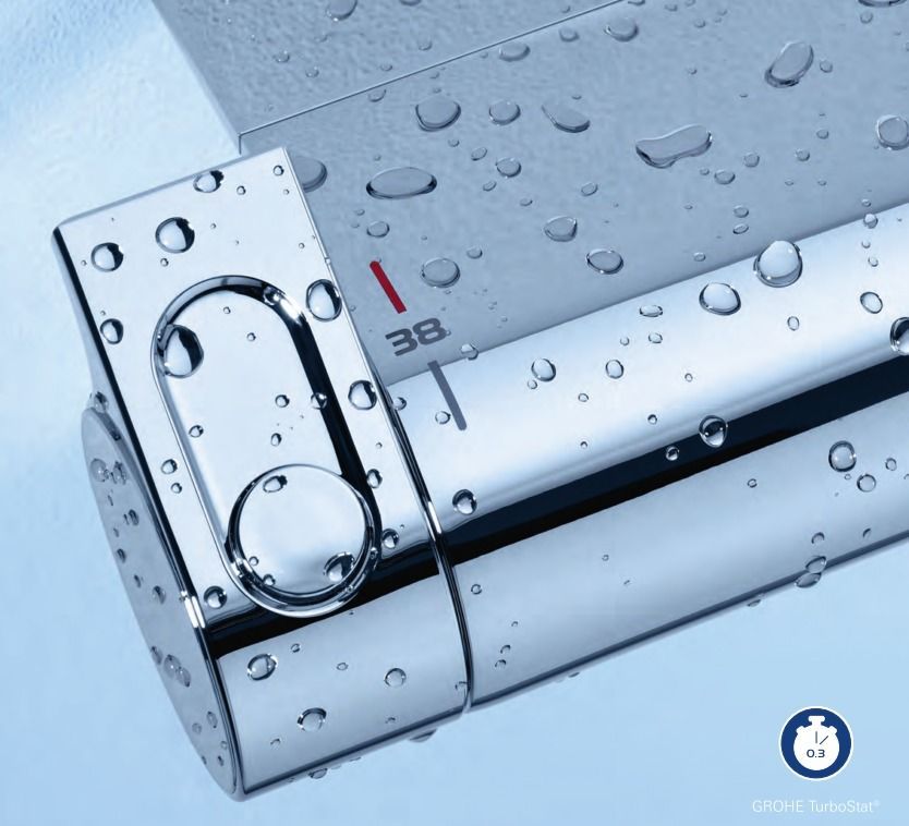 Grohe Grohtherm-2000 badkraan thermostatisch m. koppelingen m. tray HOH=15cm chroom