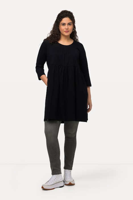 Longshirt, Biesen, A-Linie, Rundhals, 3/4-Arm